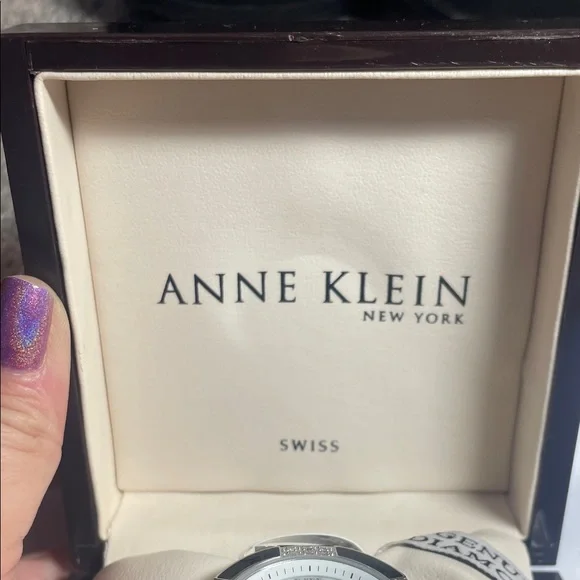 Anne Klein Silver and Black Watch & Real Diamonds NWT Black and Silver-tone Anne Klein Diamond Watch for Women  main image 4